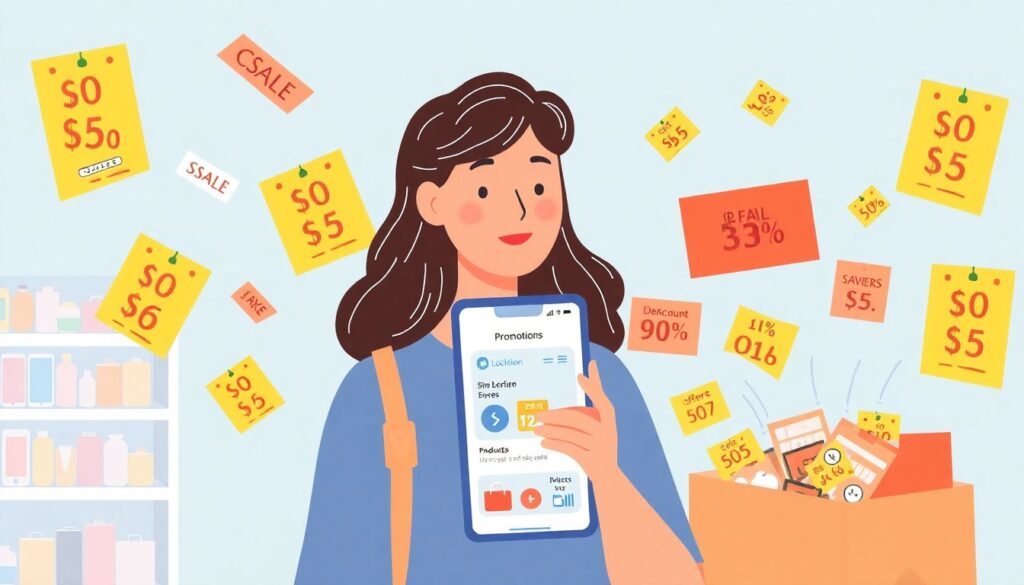 Пошаговый план экономии на покупках в магазине - иллюстрация